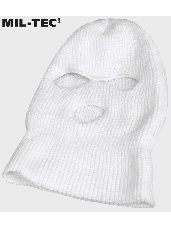 MIL-TEC KOMINIARKA 3 OTWORY CZAPKA BALACLAVA AKRYL BIAŁA 
