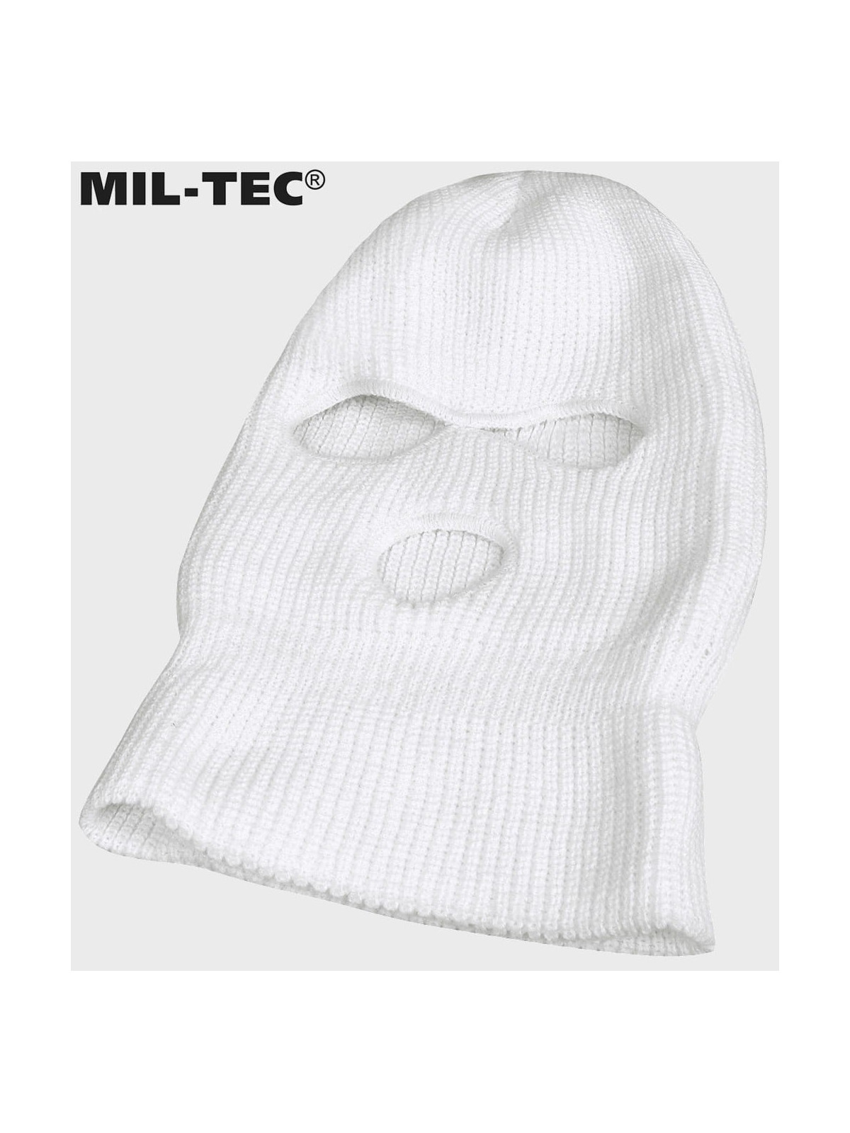 MIL-TEC KOMINIARKA 3 OTWORY CZAPKA BALACLAVA AKRYL BIAŁA 