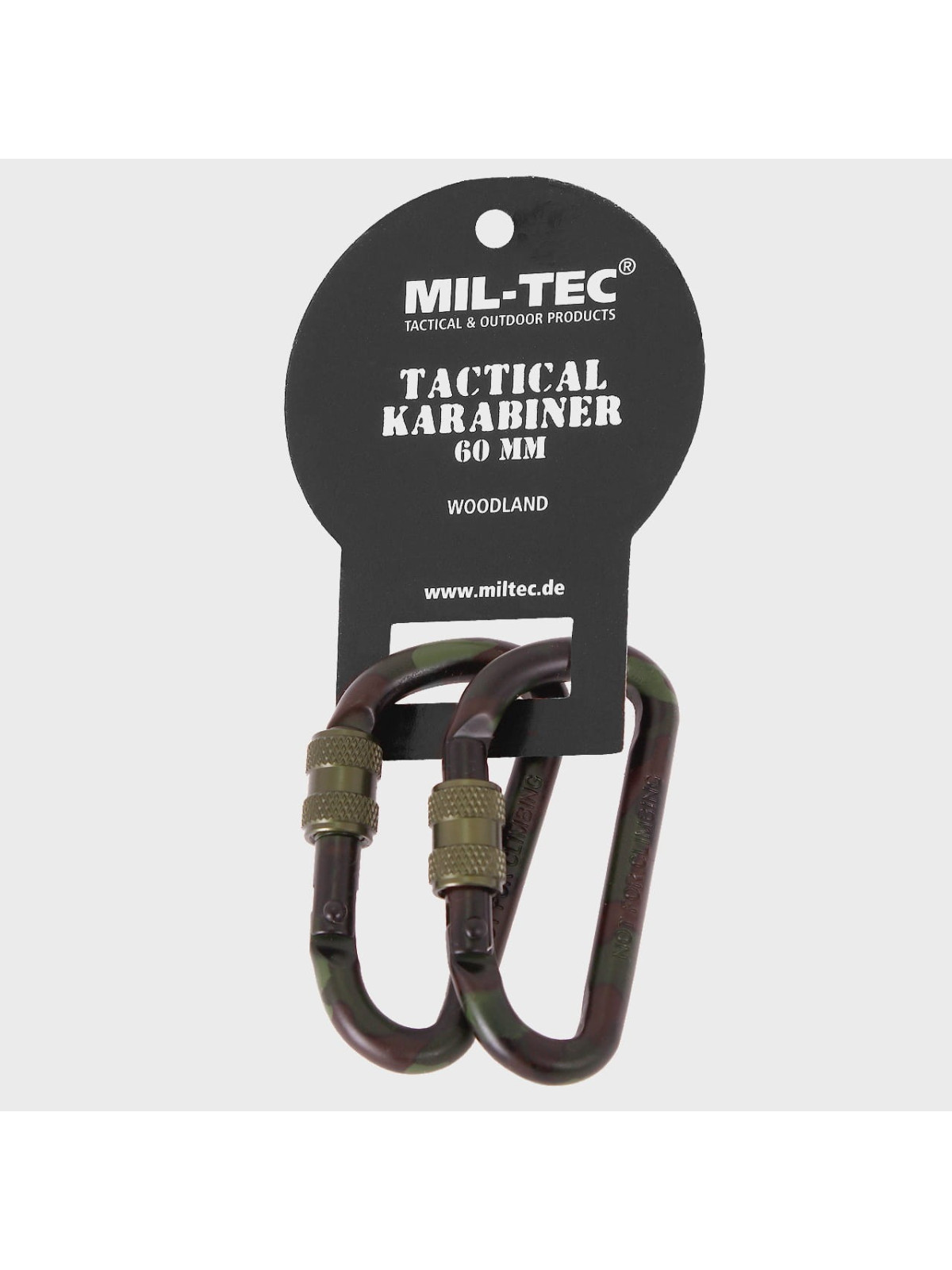 MIL-TEC KARABIŃCZYK KARABINEK Z BLOKADĄ 2SZT. WL 60MM WOODLAND