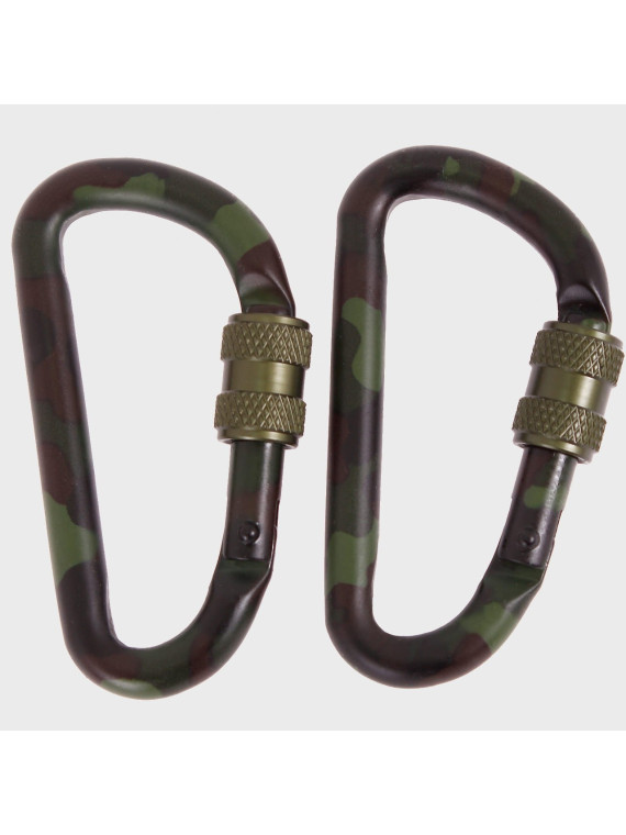 MIL-TEC KARABIŃCZYK KARABINEK Z BLOKADĄ 2SZT. WL 60MM WOODLAND
