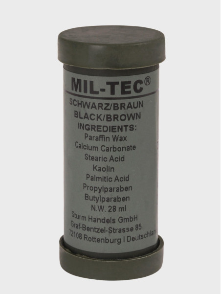 MIL-TEC FARBA MASKUJĄCA SZTYFT KAMUFLAŻ CZARNA/BRĄZOWA