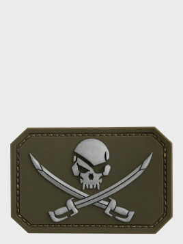 MIL-TEC Naszywka 3D SKULL'N'SWORDS PVC OLIWKOWY