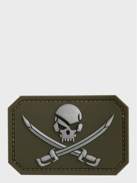 MIL-TEC Naszywka 3D SKULL'N'SWORDS PVC OLIWKOWY