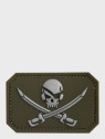 MIL-TEC Naszywka 3D SKULL'N'SWORDS PVC OLIWKOWY