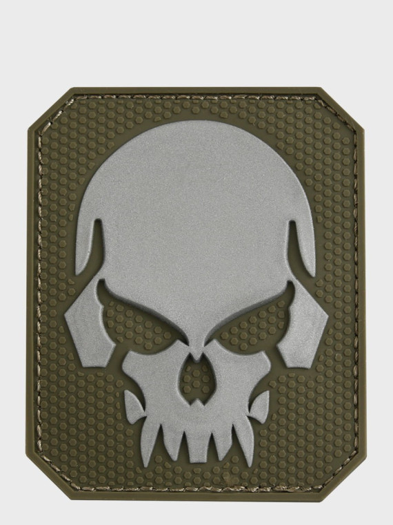 MIL-TEC NASZYWKA 3D SKULL PVC 7,5 x 6 cm OLIWKOWY