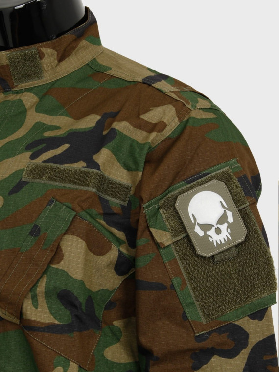 MIL-TEC NASZYWKA 3D SKULL PVC 7,5 x 6 cm OLIWKOWY