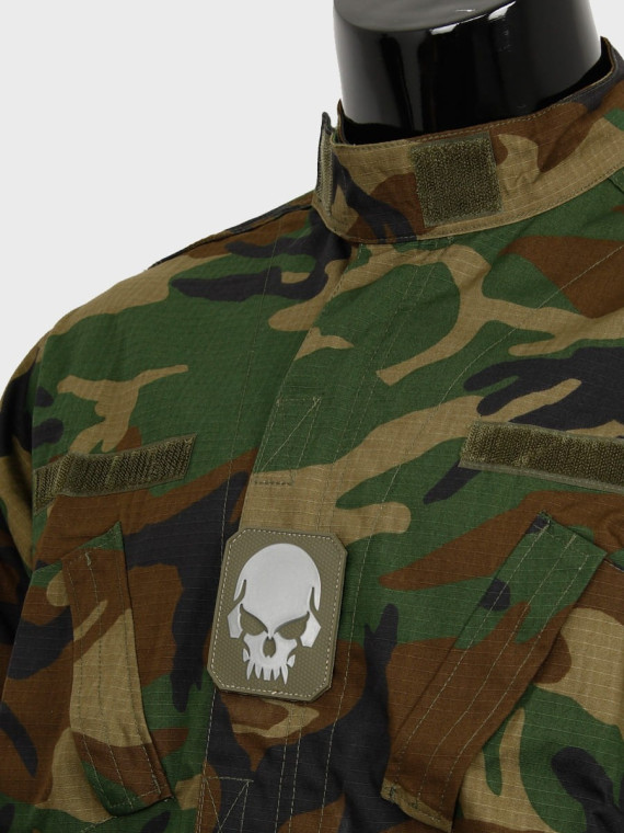 MIL-TEC NASZYWKA 3D SKULL PVC 7,5 x 6 cm OLIWKOWY