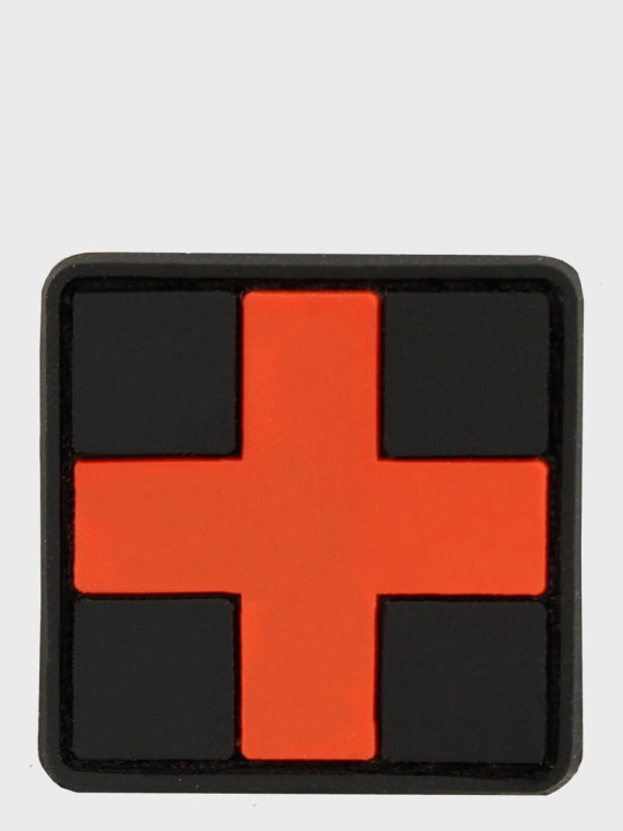 MIL-TEC NASZYWKA 3D FIRST AID PVC 5 x 5 cm CZARNA