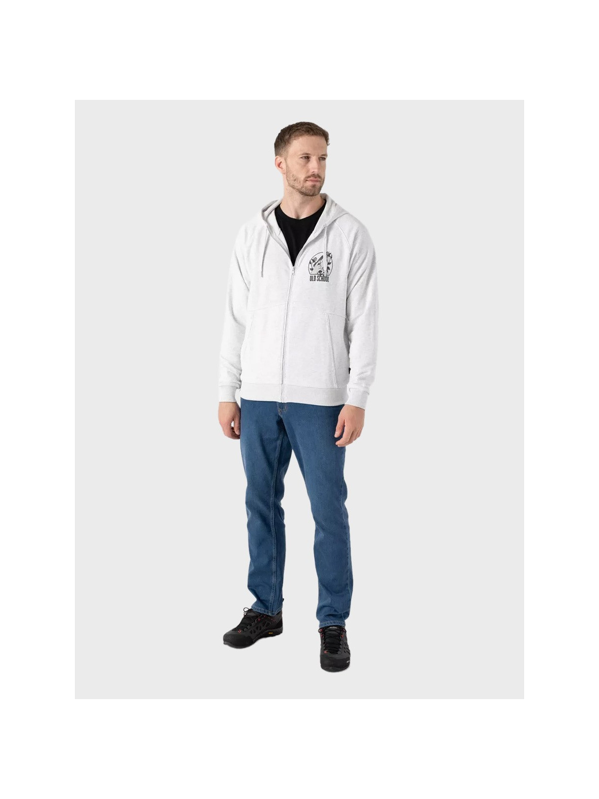 HELIKON-TEX Bluza z kapturem Old School Fullzip Unisex Jasny Szary Melanż S