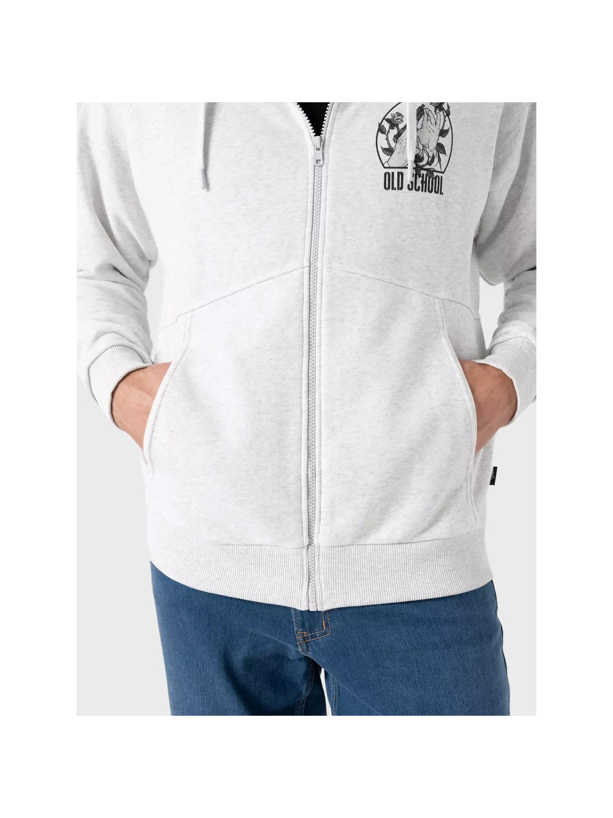 HELIKON-TEX Bluza z kapturem Old School Fullzip Unisex Jasny Szary Melanż S