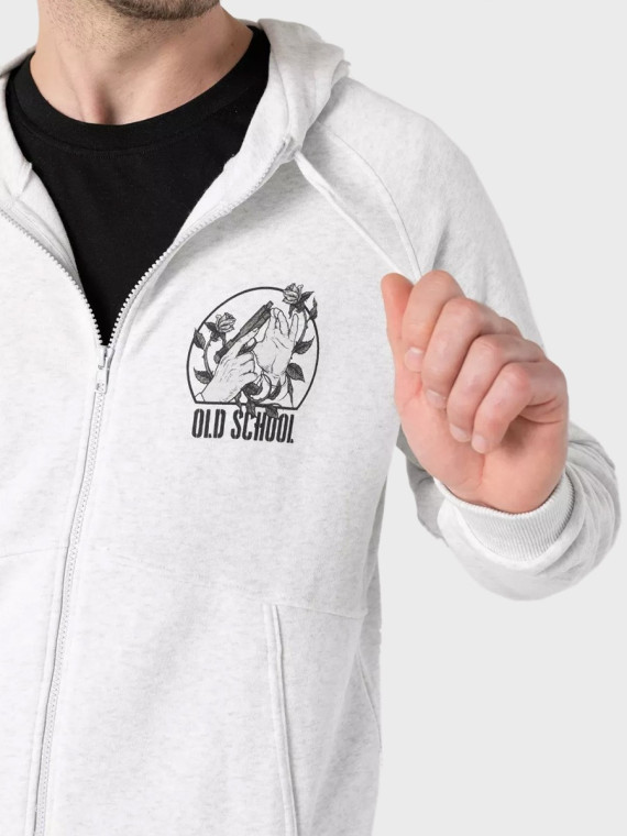 HELIKON-TEX Bluza z kapturem Old School Fullzip Unisex Jasny Szary Melanż S