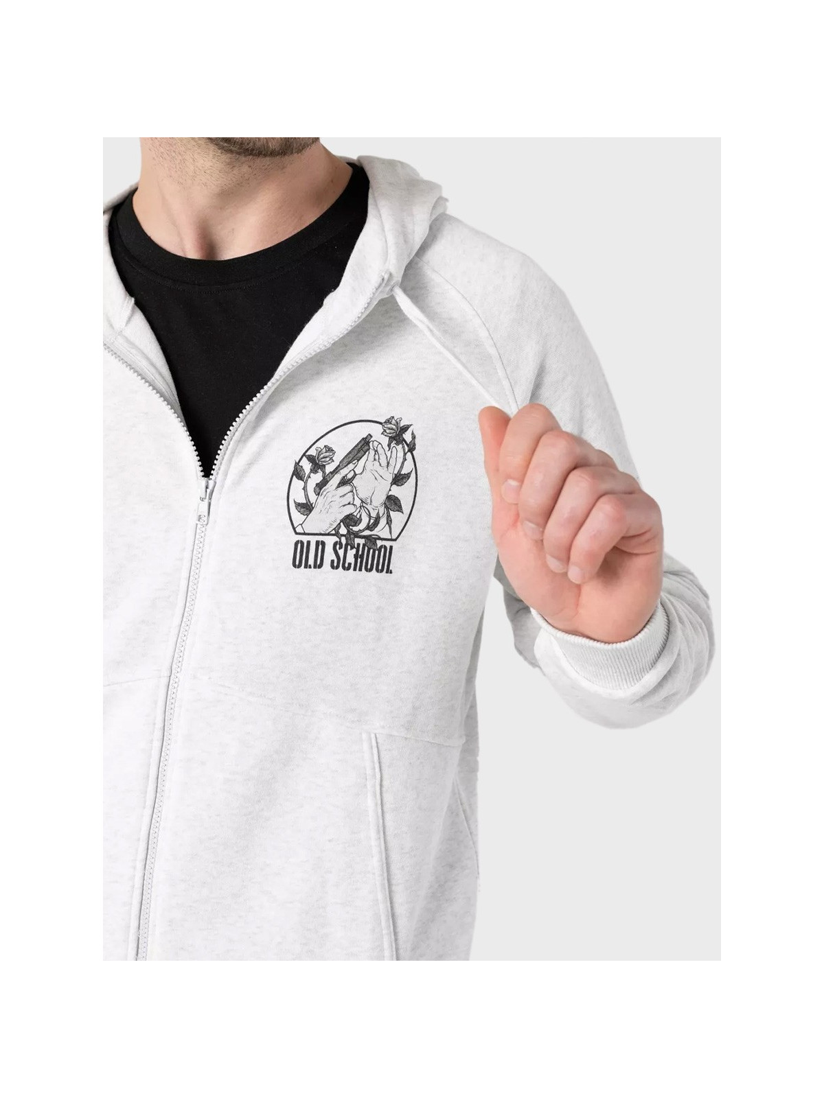 HELIKON-TEX Bluza z kapturem Old School Fullzip Unisex Jasny Szary Melanż S