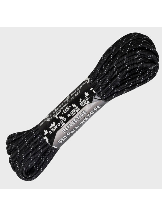 ATWOOD ROPE MFG LINKA 550 15m PARACORD ODBLASKOWA CZARNA