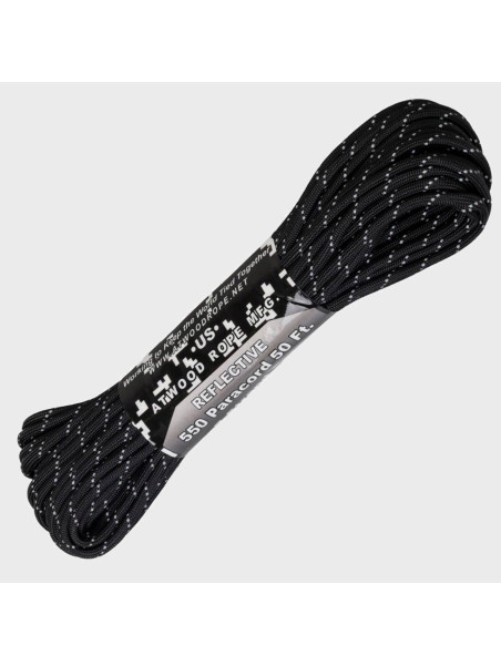 ATWOOD ROPE MFG LINKA 550 15m PARACORD ODBLASKOWA CZARNA