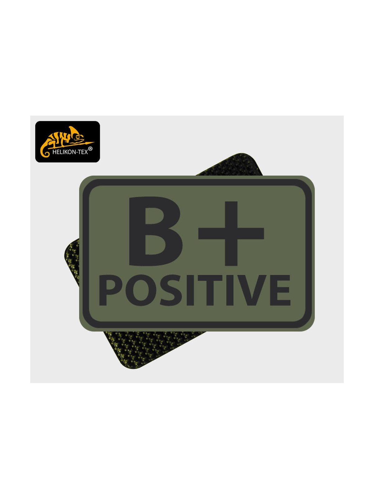 HELIKON-TEX EMBLEMAT GRUPA KRWI B/RH+ 2SZT VELCRO PVC OLIWKOWY