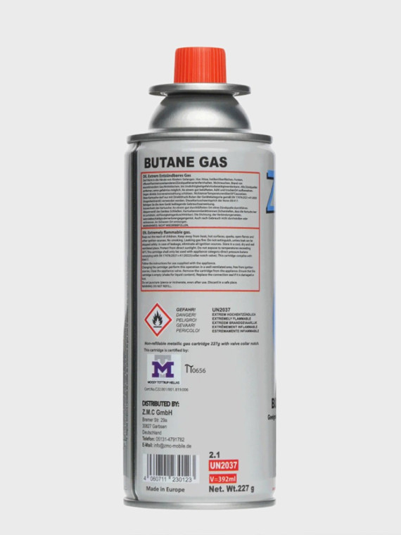 ZMC Kartusz gazowy butla Valve do kuchenek palników 227g 400 ml butan