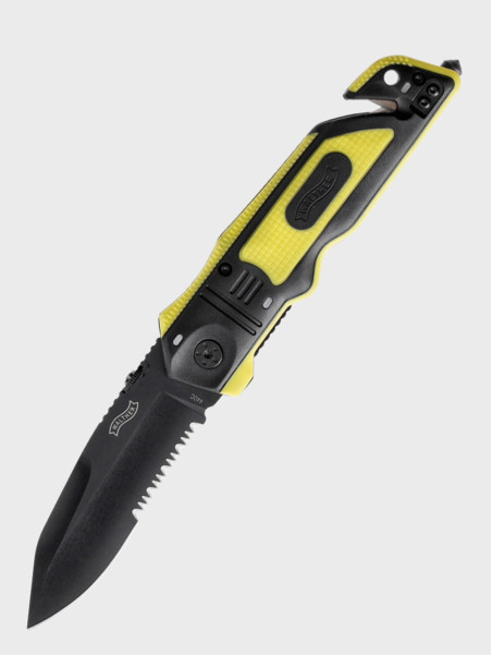 WALTHER NÓŻ SKŁADANY RATOWNICZY EMERGENCY RESCUE CLIP-POINT ŻÓŁTY