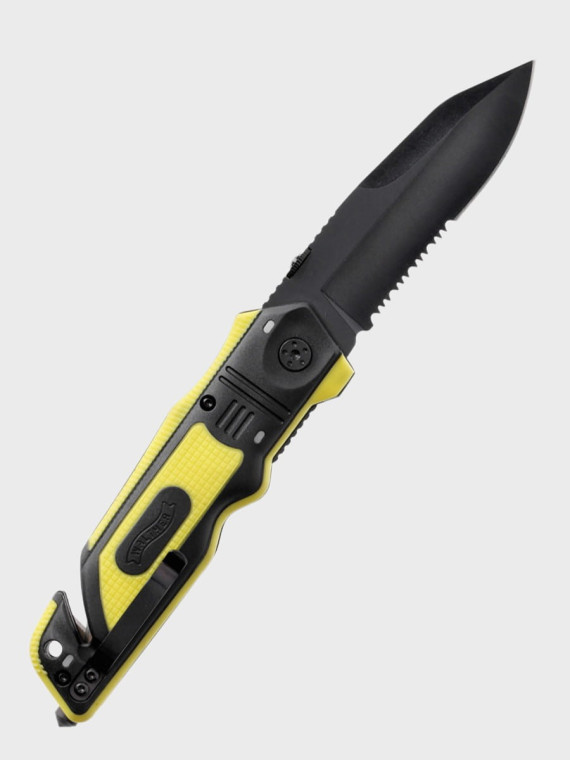 WALTHER NÓŻ SKŁADANY RATOWNICZY EMERGENCY RESCUE CLIP-POINT ŻÓŁTY