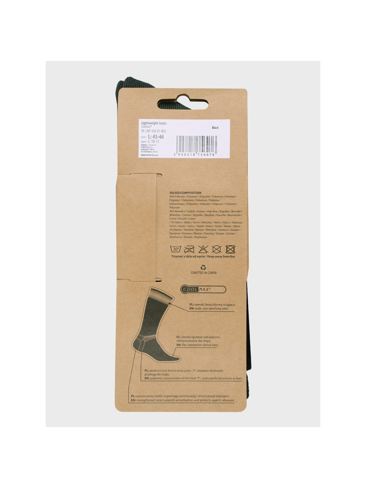 HELIKON-TEX SKARPETY LETNIE LIGHTWEIGHT COOLMAX CZARNE M