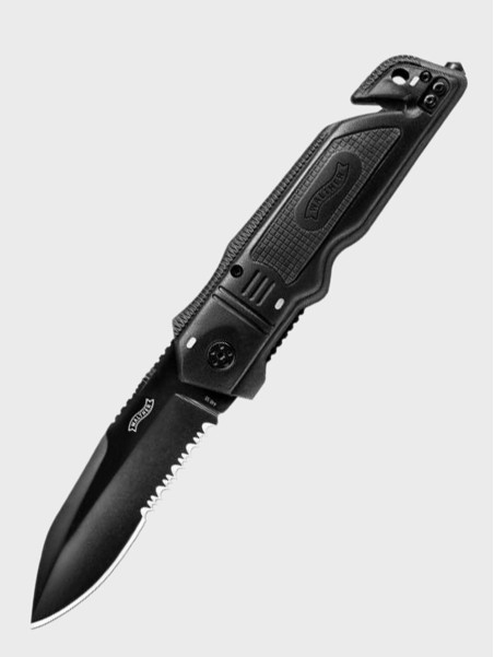 WALTHER NÓŻ SKŁADANY RATOWNICZY EMERGENCY RESCUE CLIP-POINT CZARNY