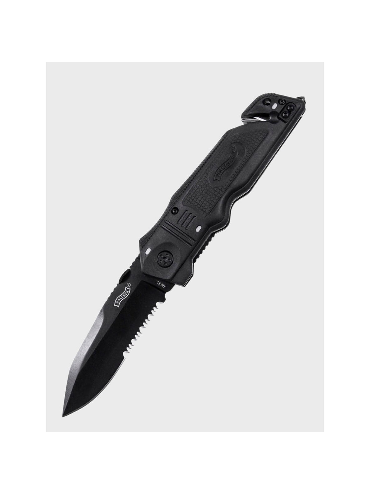 WALTHER NÓŻ SKŁADANY RATOWNICZY EMERGENCY RESCUE CLIP-POINT CZARNY