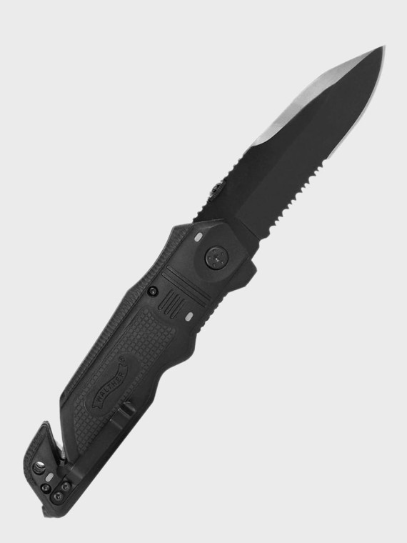 WALTHER NÓŻ SKŁADANY RATOWNICZY EMERGENCY RESCUE CLIP-POINT CZARNY