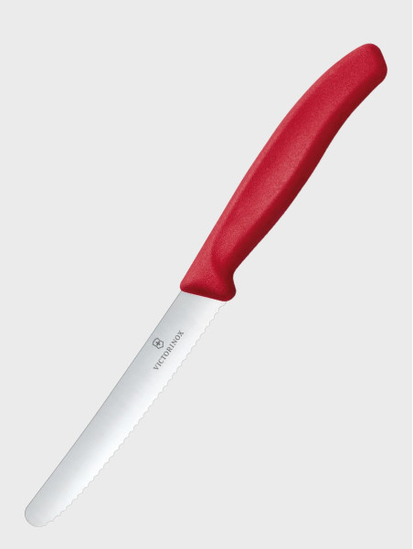 VICTORINOX Nóż uniwersalny 6.7831.C1 ostrze ząbkowane 11cm Swiss Classic czerwony