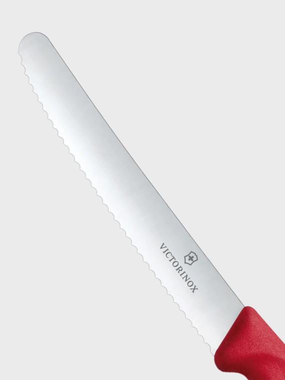 VICTORINOX Nóż uniwersalny 6.7831.C1 ostrze ząbkowane 11cm Swiss Classic czerwony