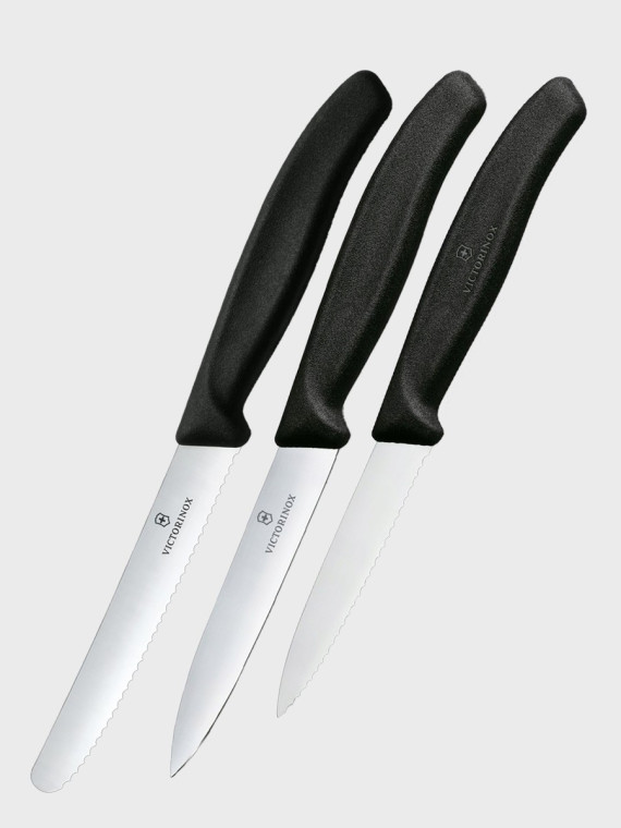 VICTORINOX Noże 3 szt zestaw do warzyw i owoców 6.7113.34 Swiss Classic czarne
