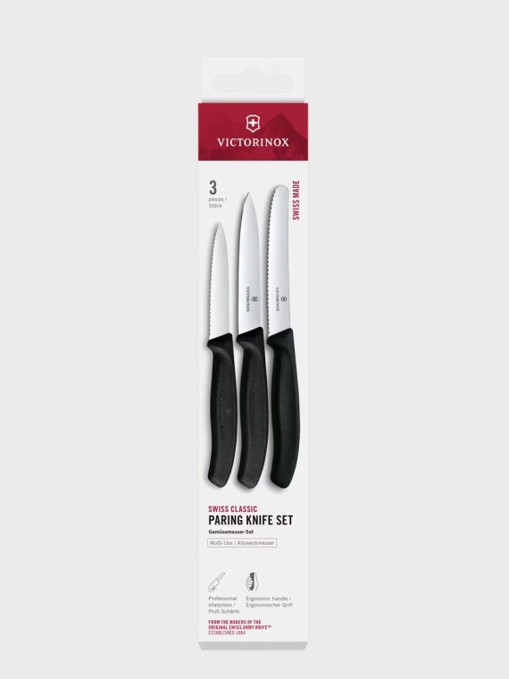 VICTORINOX Noże 3 szt zestaw do warzyw i owoców 6.7113.34 Swiss Classic czarne