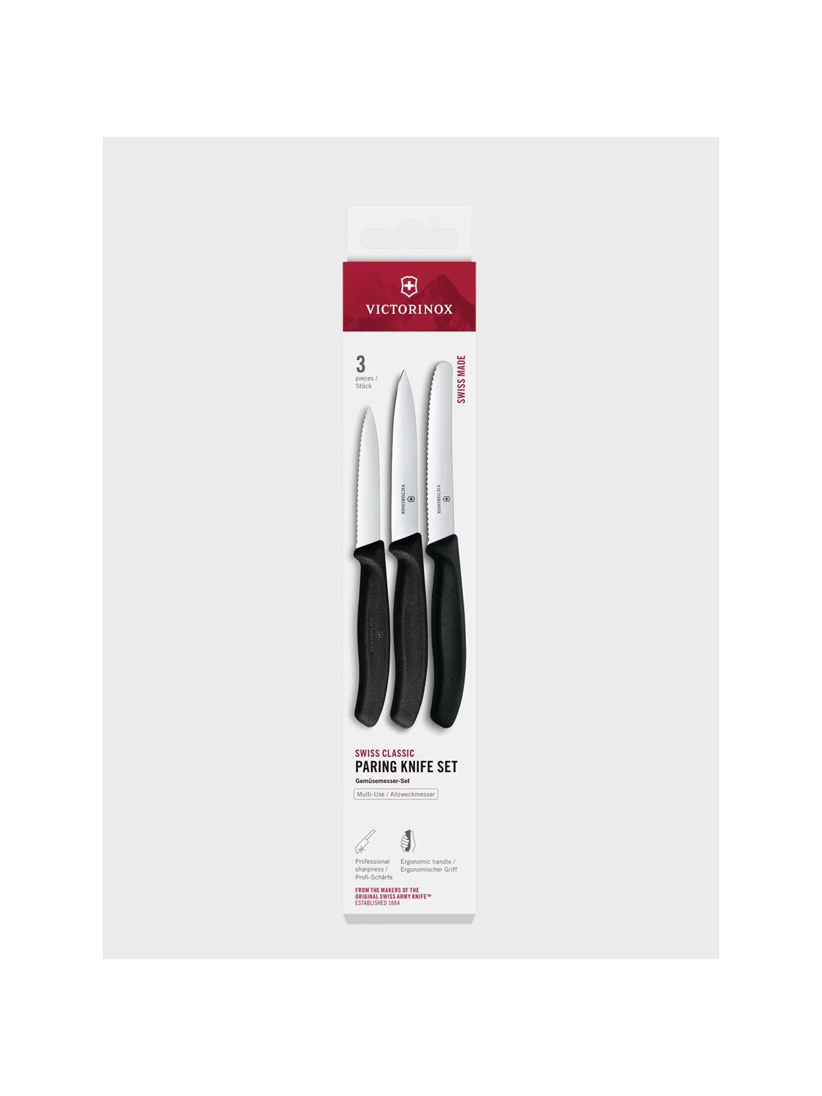 VICTORINOX Noże 3 szt zestaw do warzyw i owoców 6.7113.34 Swiss Classic czarne