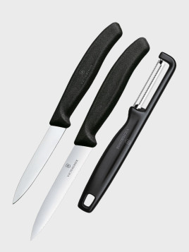 VICTORINOX Noże kuchenne 2 szt i obierczaka do warzyw zestaw 6.7113.33 czarne
