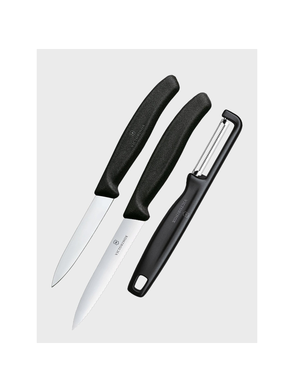 VICTORINOX Noże kuchenne 2 szt i obierczaka do warzyw zestaw 6.7113.33 czarne