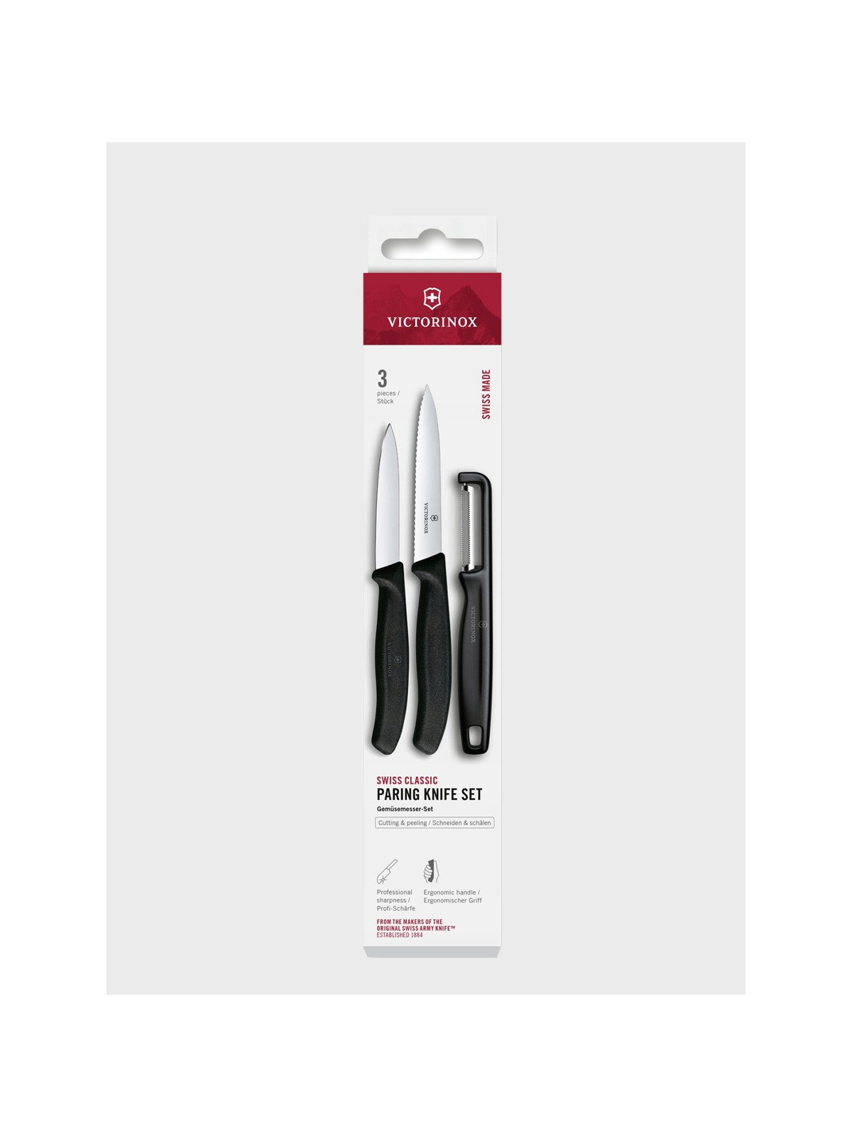 VICTORINOX Noże kuchenne 2 szt i obierczaka do warzyw zestaw 6.7113.33 czarne