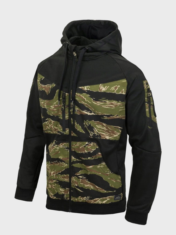 HELIKON-TEX BLUZA ROZPINANA Z KAPTUREM ROUGE HOODIE FULLZIP CZARNY-TIGER STRIPE XL