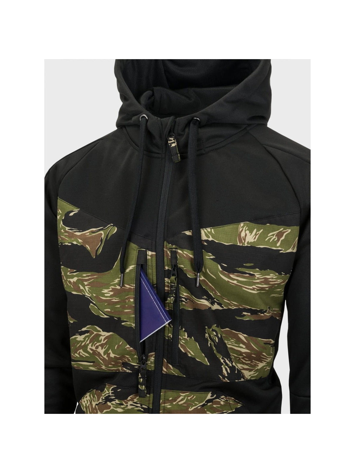 HELIKON-TEX BLUZA ROZPINANA Z KAPTUREM ROUGE HOODIE FULLZIP CZARNY-TIGER STRIPE XL