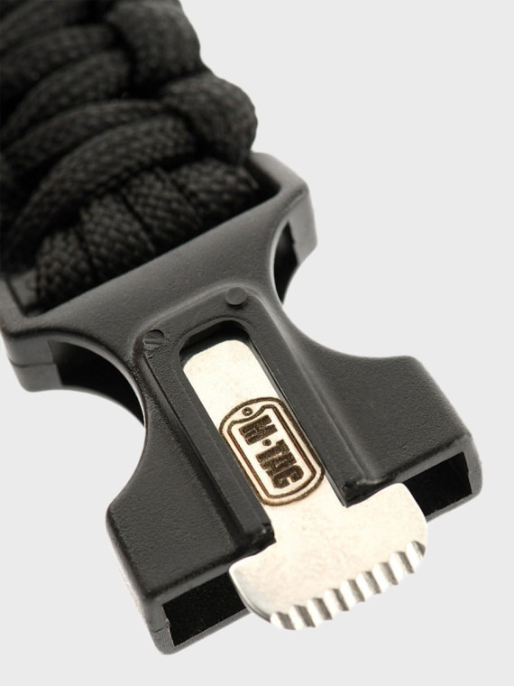 M-TAC Bransoletka Paracord Krzesiwo Kompas Gwizdek Czarna M
