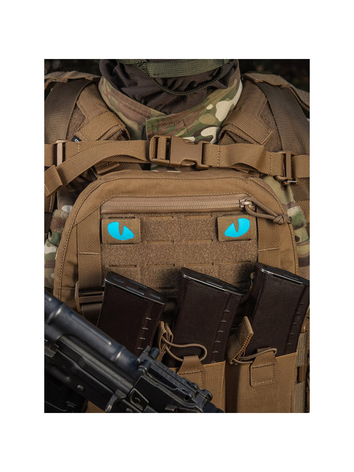 M-TAC Naszywka Tiger Eyes LC PARA Coyote - Oczy niebieskie