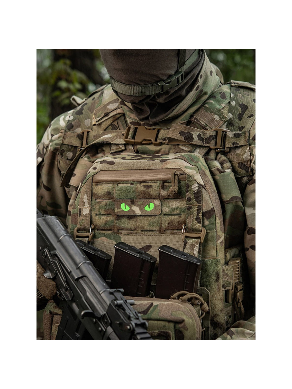 M-TAC Naszywka Kocie Oczy CAT EYES LASER Cut Multicam-zielona Fluorescencyjna