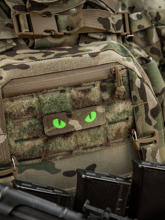 M-TAC Naszywka Kocie Oczy CAT EYES LASER Cut Multicam-zielona Fluorescencyjna