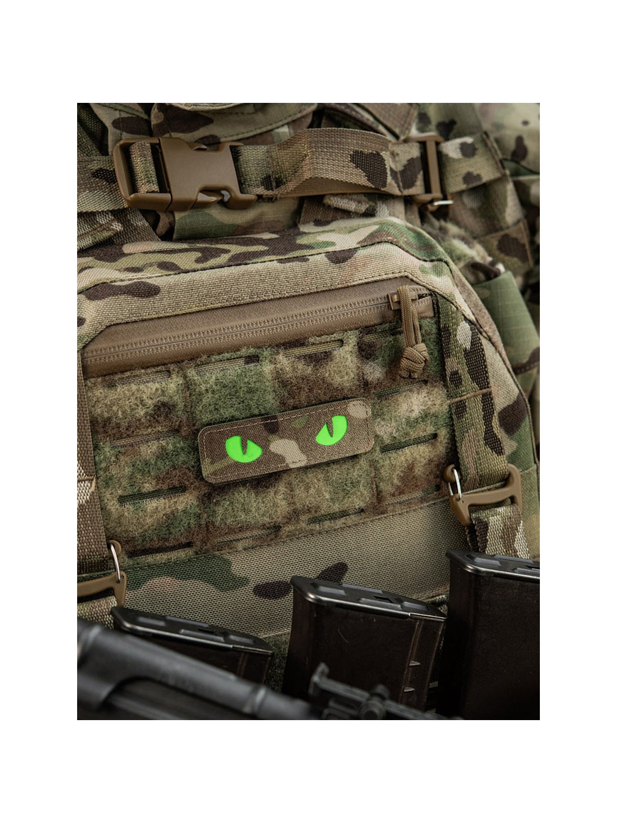M-TAC Naszywka Kocie Oczy CAT EYES LASER Cut Multicam-zielona Fluorescencyjna