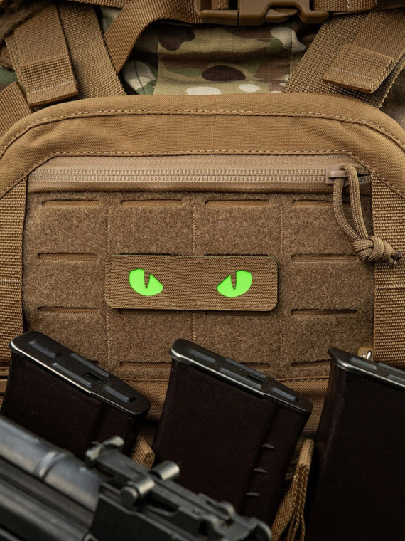 M-TAC Naszywka Kocie Oczy CAT EYES LASER Cut Coyote-zielona Fluorescencyjna