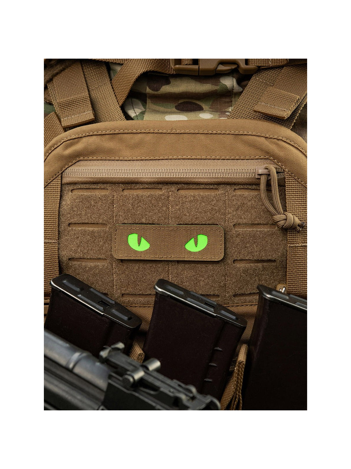 M-TAC Naszywka Kocie Oczy CAT EYES LASER Cut Coyote-zielona Fluorescencyjna