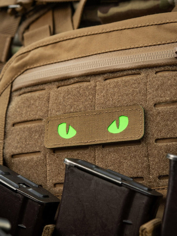 M-TAC Naszywka Kocie Oczy CAT EYES LASER Cut Coyote-zielona Fluorescencyjna
