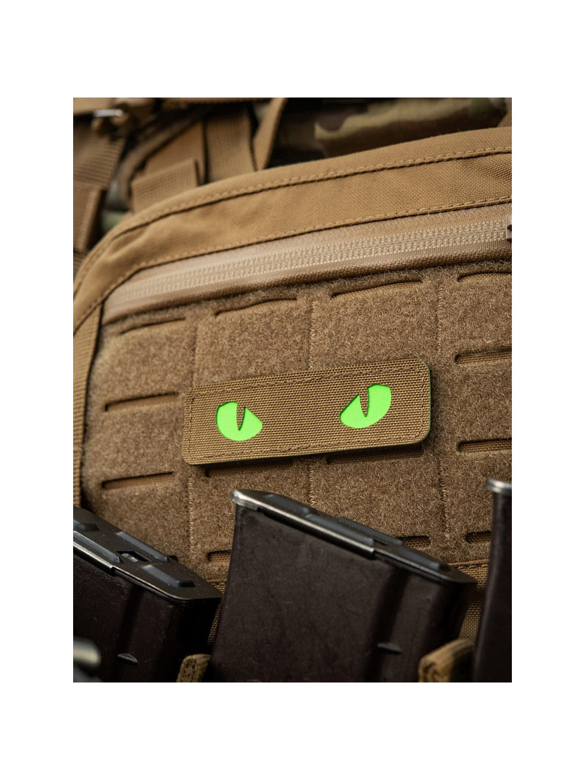 M-TAC Naszywka Kocie Oczy CAT EYES LASER Cut Coyote-zielona Fluorescencyjna