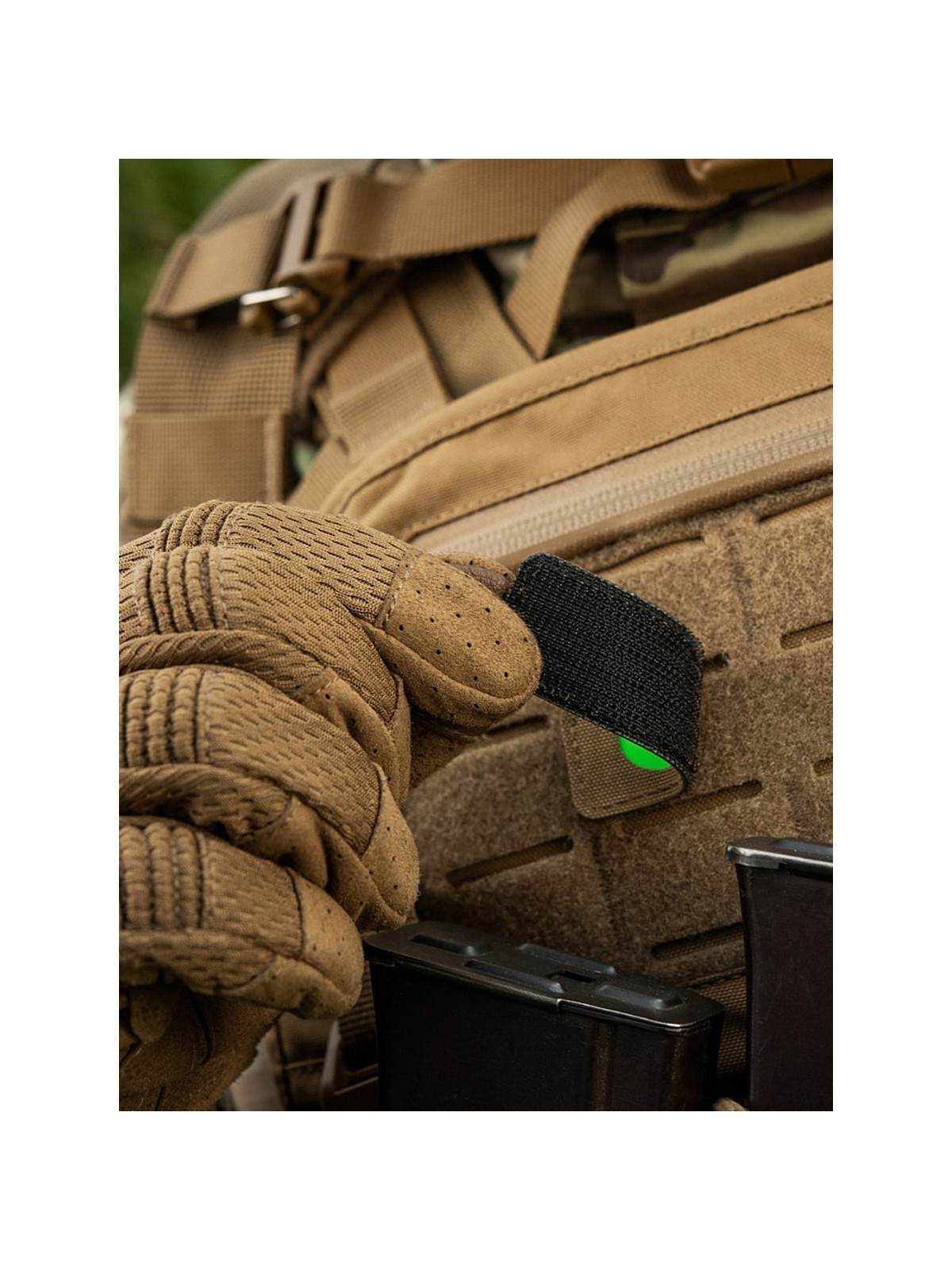 M-TAC Naszywka Kocie Oczy CAT EYES LASER Cut Coyote-zielona Fluorescencyjna
