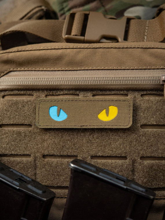 M-TAC Naszywka Kocie Oczy CAT EYES LASER Cut Coyote-niebiesko-żółta Fluorescencyjna