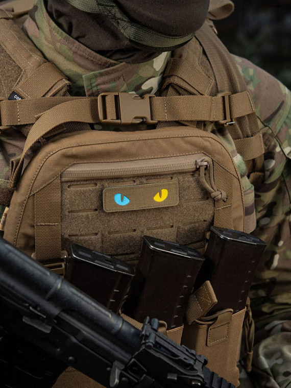 M-TAC Naszywka Kocie Oczy CAT EYES LASER Cut Coyote-niebiesko-żółta Fluorescencyjna