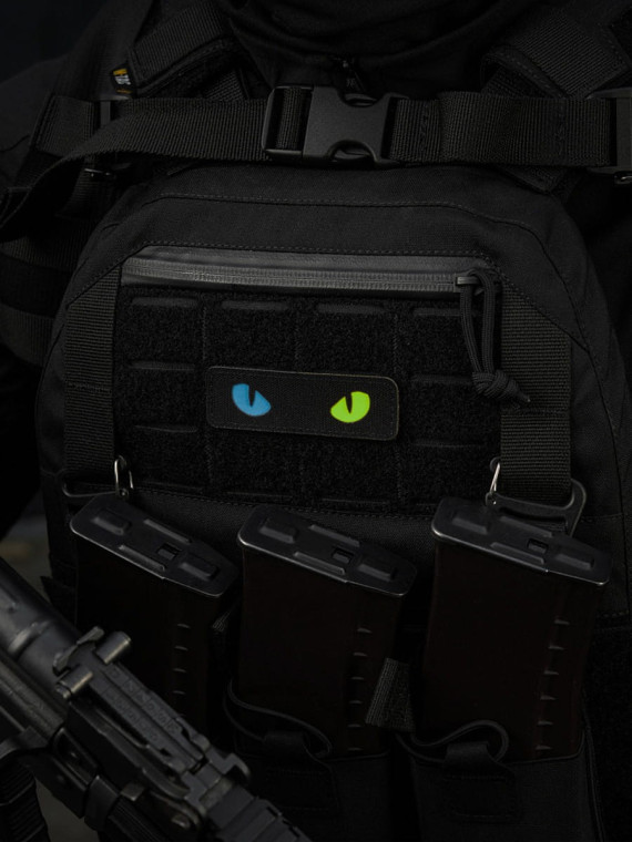 M-TAC Naszywka Kocie Oczy CAT EYES LASER Cut Czarno-żółto-niebieska Fluorescencyjna