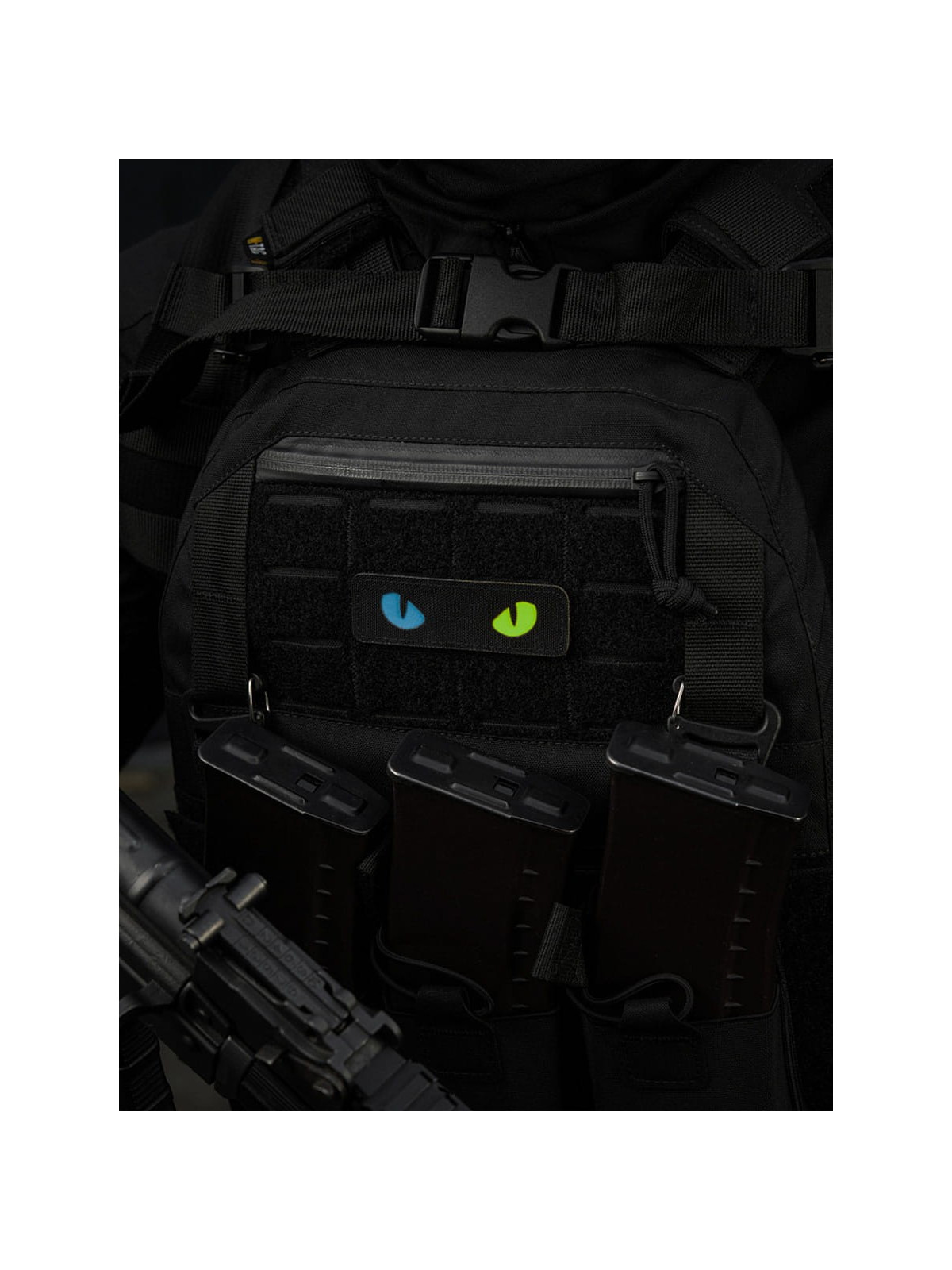 M-TAC Naszywka Kocie Oczy CAT EYES LASER Cut Czarno-żółto-niebieska Fluorescencyjna